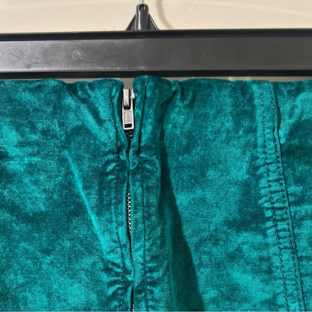 Free People Emerald Mini Skirt Teal Faux Suede Short Skirt Size 0 - Picture 10 of 10